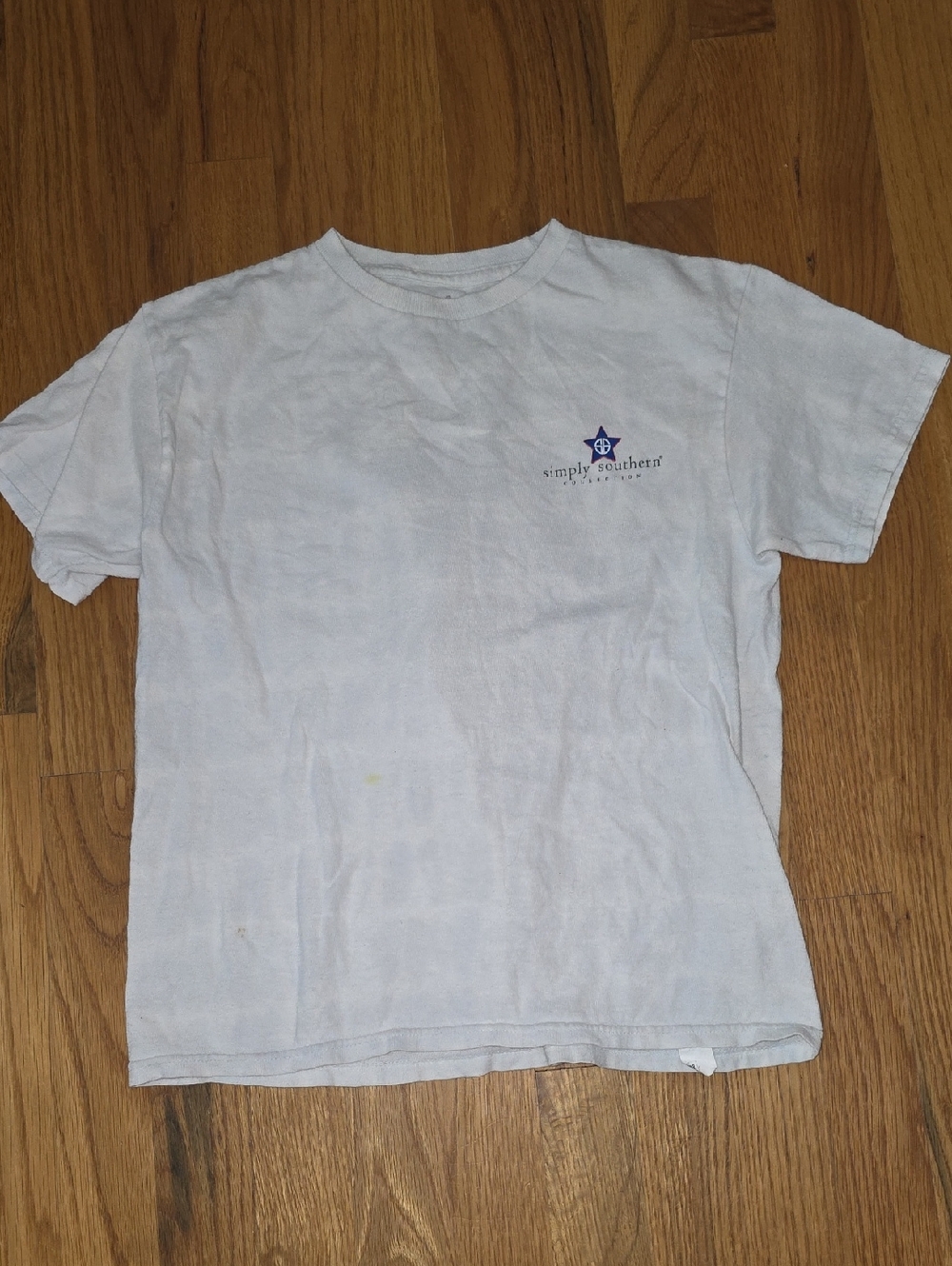 Simply Southern White Tee with Small Navy Logo